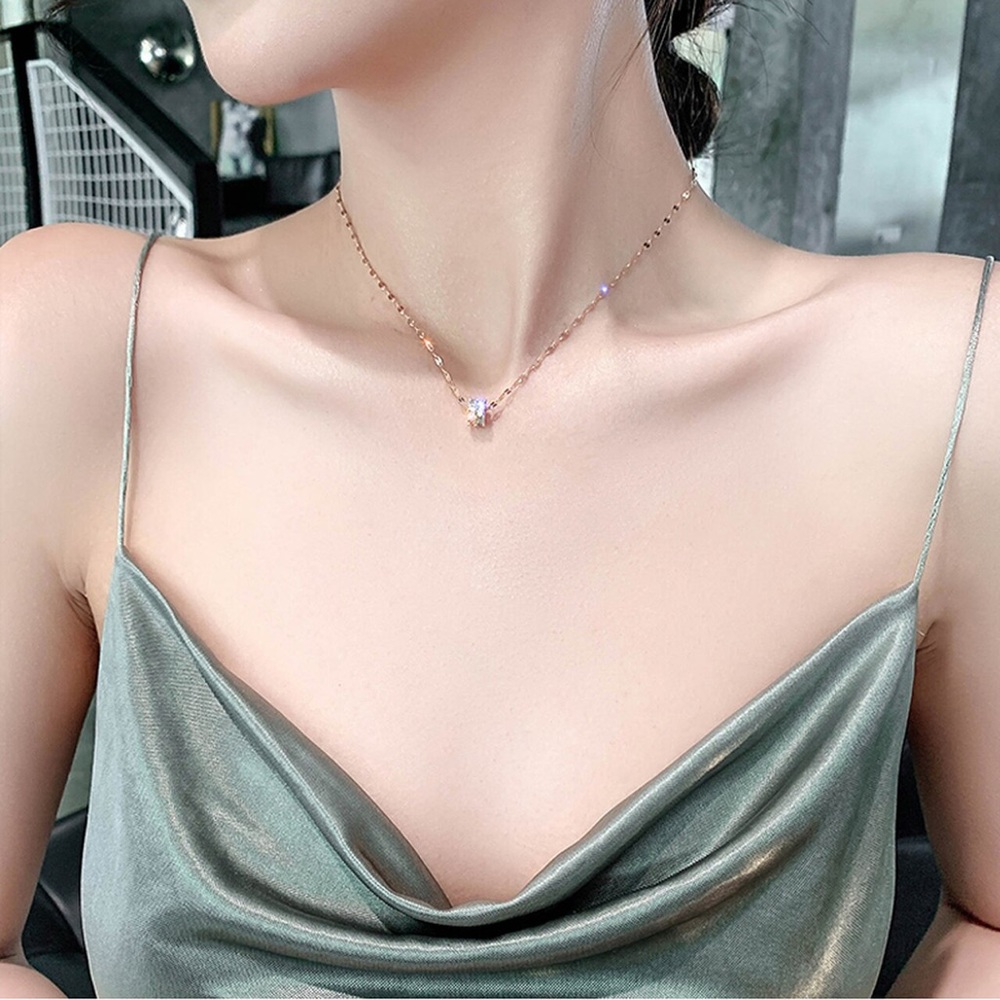 Women Stainless Steel Roman Crystal Necklace